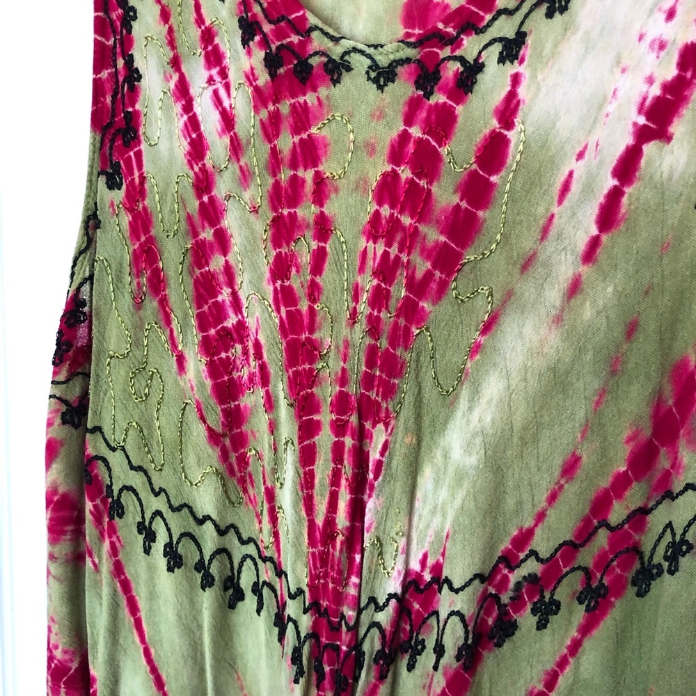 Tie Dye Embroidered Umbrella Dress OS - Picture 3 of 3